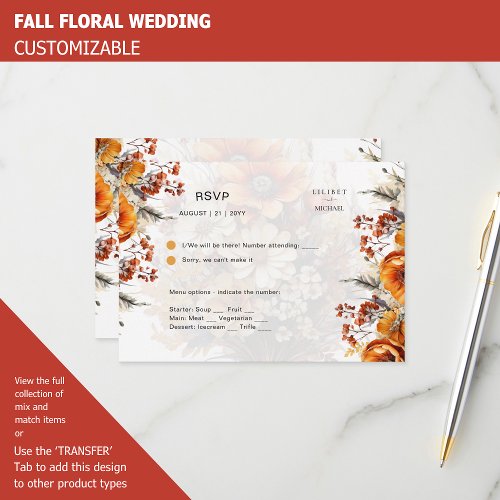 FALL FLORAL RSVP  ORANGE FLOWERS  RUSTIC WEDDING