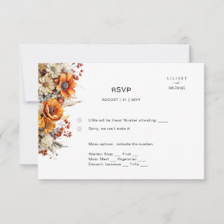 FALL FLORAL RSVP | ORANGE FLOWERS | RUSTIC WEDDING CARD