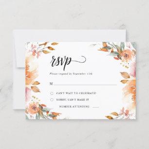 Fall Floral RSVP Wedding Card