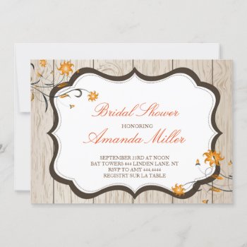 Fall Floral Rustic Bridal Shower Invitations by ThreeFoursDesign at Zazzle