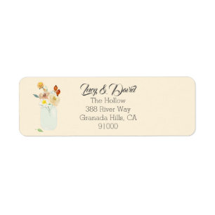 Fall Floral Rustic Mason Jar Address Label