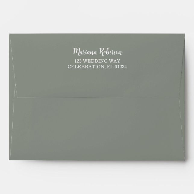 Fall Floral Sage Green Wedding Envelope (Back (Top Flap))