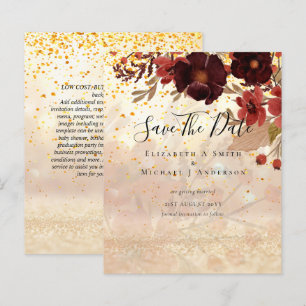 Fall Floral SAVE DATES Terracotta Burgundy Red