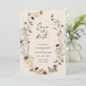 Fall Floral Save The Date Flat Card (Standing Front)