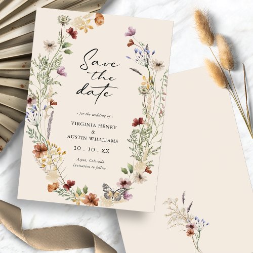 Fall Floral Save The Date Flat Card