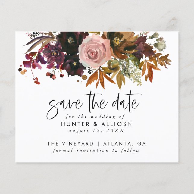 Fall Floral Save the Date Flyer (Front)