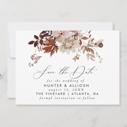 Fall Floral Save the Date Invitation
