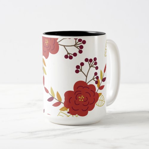 Fall Floral Splendor _ Seasonal Flower Pattern Two_Tone Coffee Mug