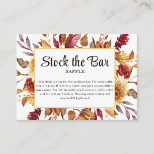 Fall Floral Stock the bar Bridal Shower Enclosure Card