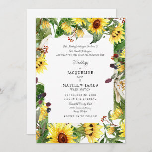 Fall Floral Sunflower Wedding Invitation