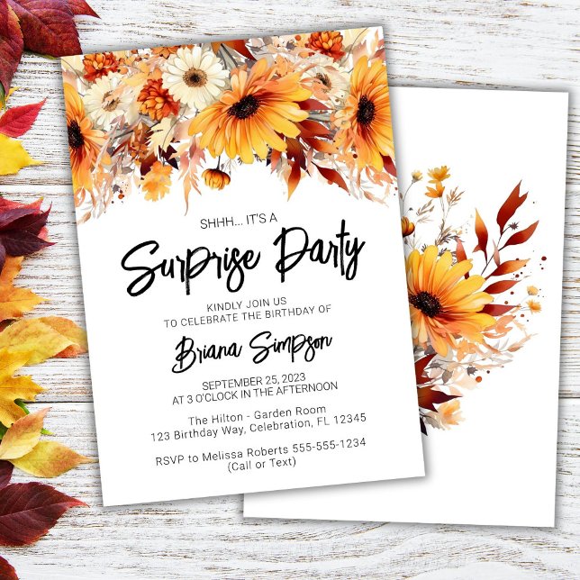 Fall Floral Surprise Birthday Invitation (Creator Uploaded)