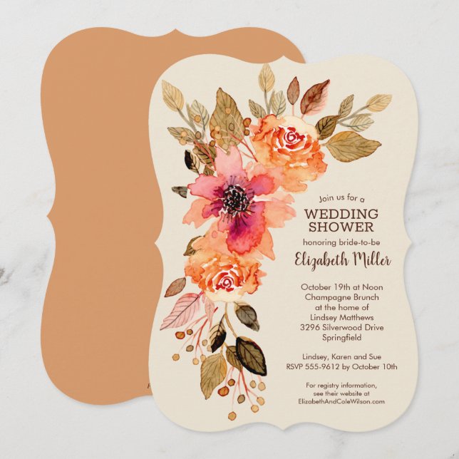 Fall Floral Swag Bridal Shower Invitation (Front/Back)