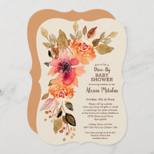 Fall Floral Swag DRIVE-BY Baby Shower Invitations