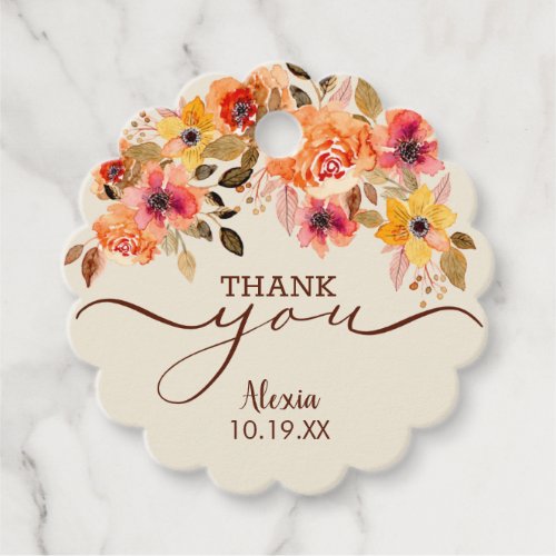 Fall Floral Swag Shower Thank You Favor Tags