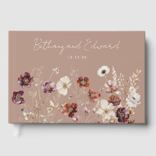 Fall Floral Taupe Wedding Guest Book