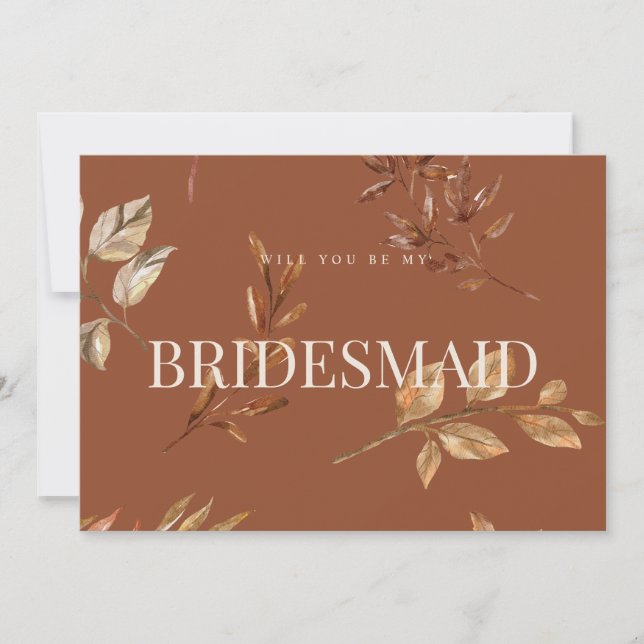 Fall Floral Terracotta Bridesmaid Proposal Card (Front)