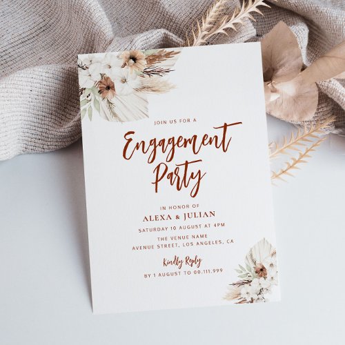 fall floral terracotta engagement party invitation