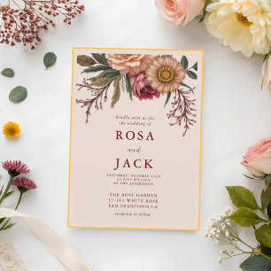 Fall Floral Terracotta Pampas Grass Wedding Invitation