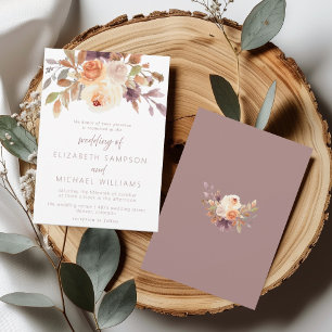Fall Floral Terracotta Plum Wedding Invitation