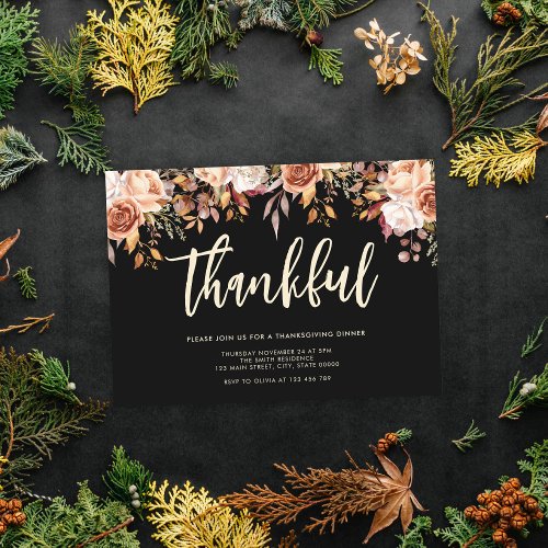 Fall Floral Thanksgiving Dinner Invitation