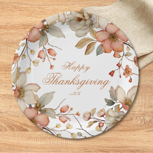 Fall Floral Thanksgiving Paper Plates