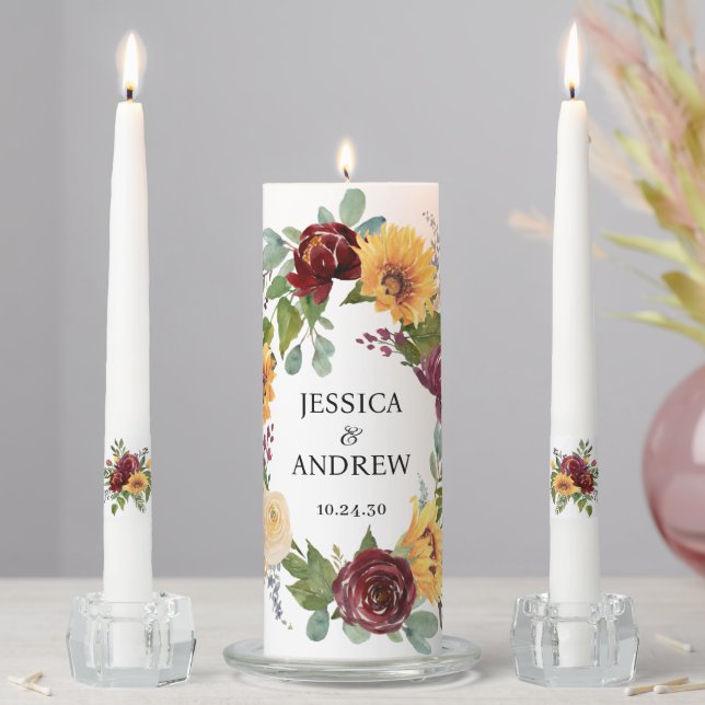 Fall Floral Unity Candle Set (In Situ)