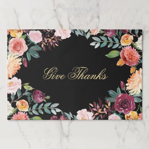 Fall Floral Watercolor Botanical Give Thanks Paper Paper Pad