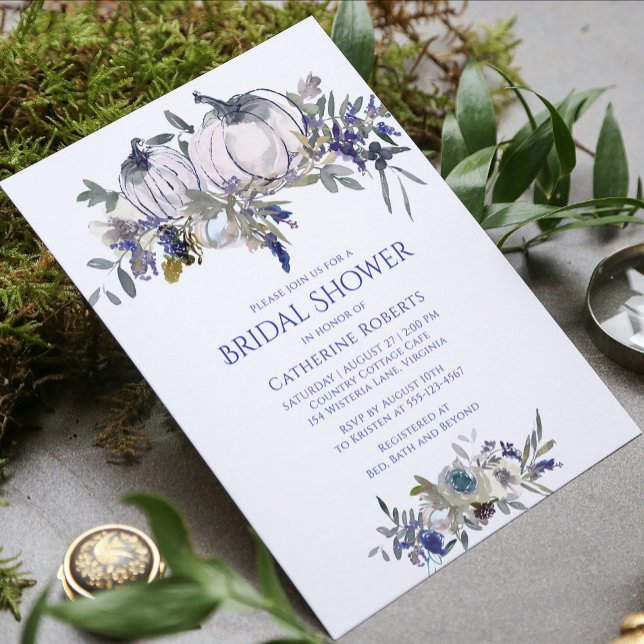 Fall Floral Watercolor Pumpkin Bridal Shower Invitation (Creator Uploaded)