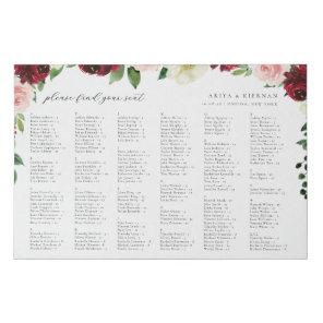 Fall Floral Wedding Alphabetical Seating Chart Faux Canvas Print
