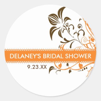 Fall Floral Wedding Bridal Shower Favor Stickers by ThreeFoursDesign at Zazzle