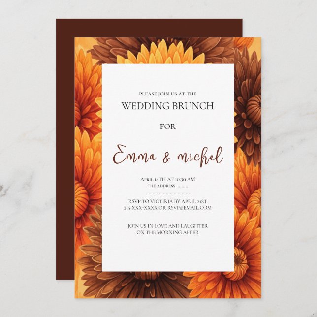 Fall Floral Wedding Brunch Invitation (Front/Back)