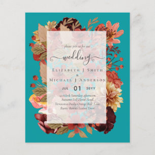 Fall Floral Wedding - Burgundy Orange BUDGET Flyer