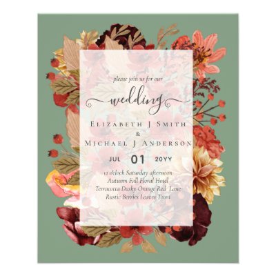 Fall Floral Wedding - Burgundy Orange BUDGET Flyer