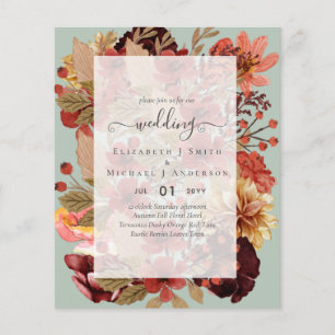 Fall Floral Wedding - Burgundy Orange BUDGET Flyer