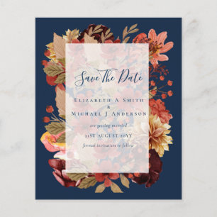 Fall Floral Wedding - Burgundy Orange BUDGET Flyer