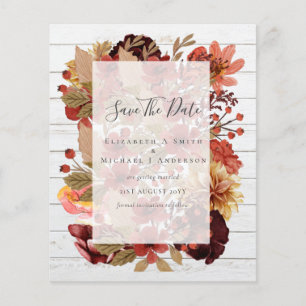 Fall Floral Wedding - Burgundy Orange BUDGET Flyer