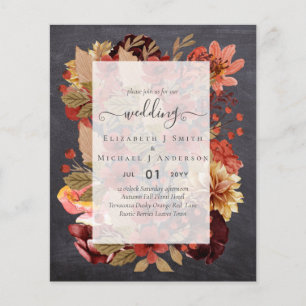 Fall Floral Wedding - Burgundy Orange BUDGET Flyer
