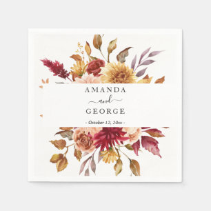 Fall floral Wedding cocktails Napkins