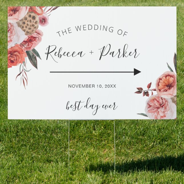Fall Floral Wedding directional sign (Insitu)