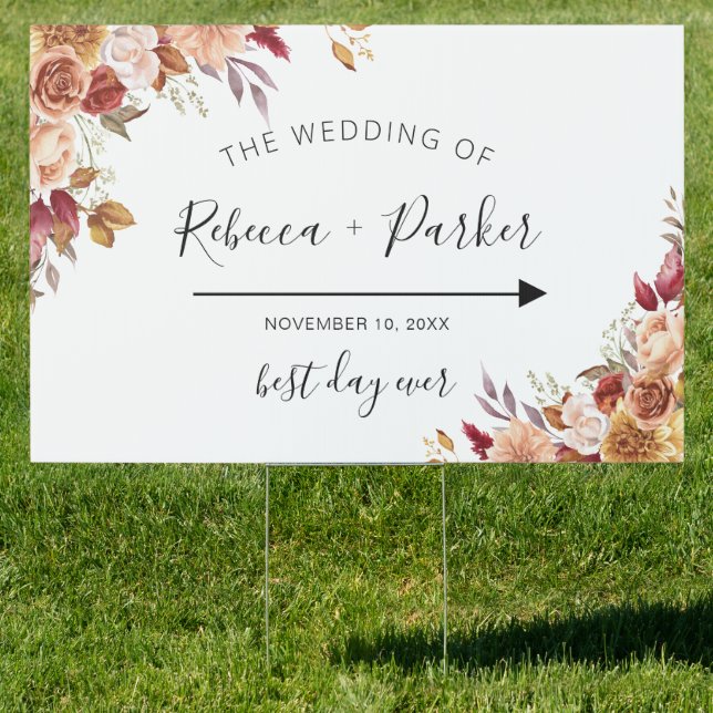 Fall Floral Wedding directional sign (Insitu)