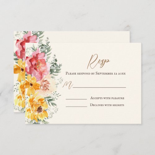 Fall floral wedding elegant RSVP card