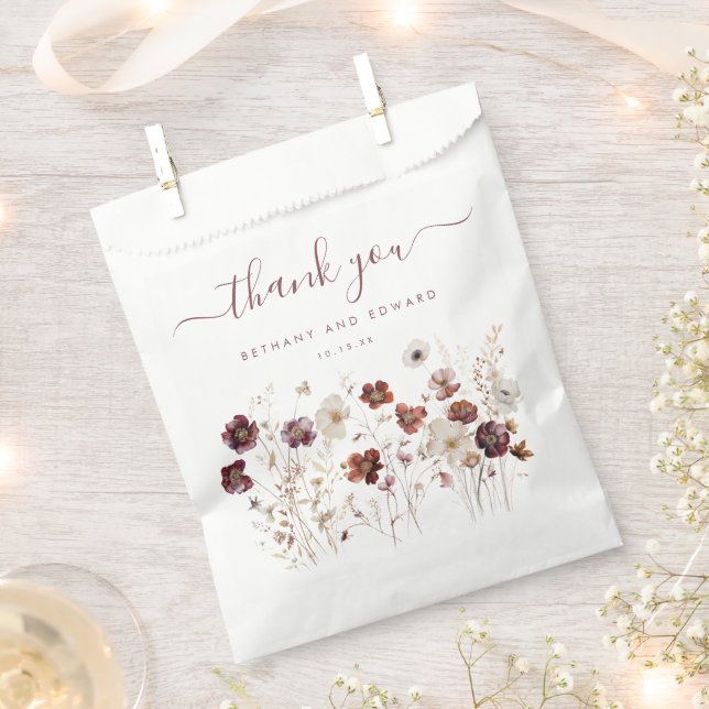 Fall Floral Wedding Favor Bag (Clipped)