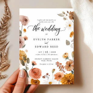 Fall Floral Wedding Invitation