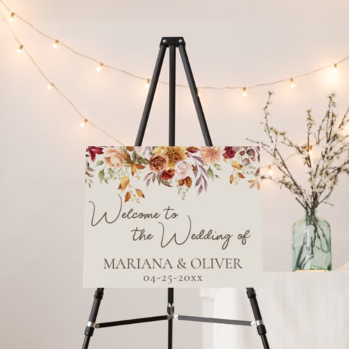 Fall Floral Wedding Ivory Welcome Sign