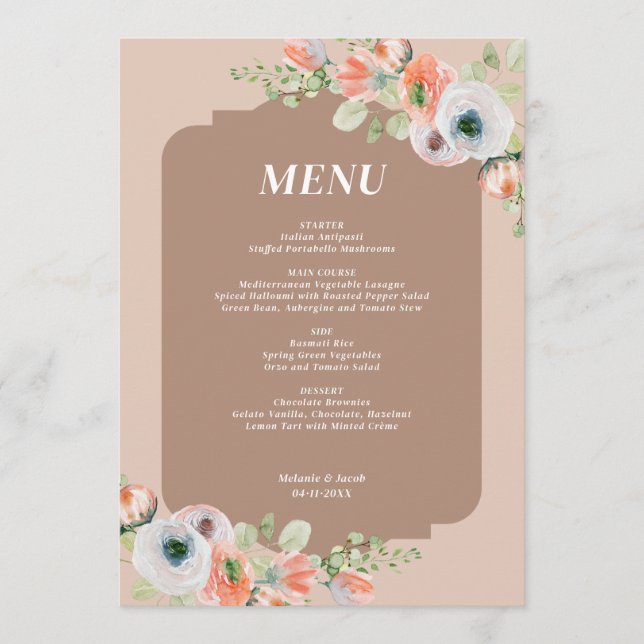 Fall Floral Wedding Menu (Front)