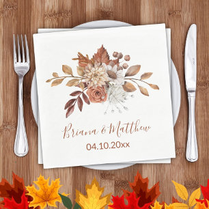 Fall Floral Wedding Napkins