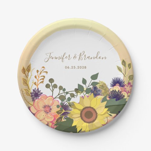 Fall Floral Wedding Paper Plate
