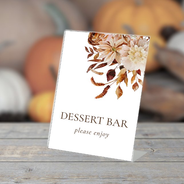 Fall Floral Wedding Pedestal Sign (Fall Floral Wedding Pedestal Dessert Bar Sign by Painted Paperie
)