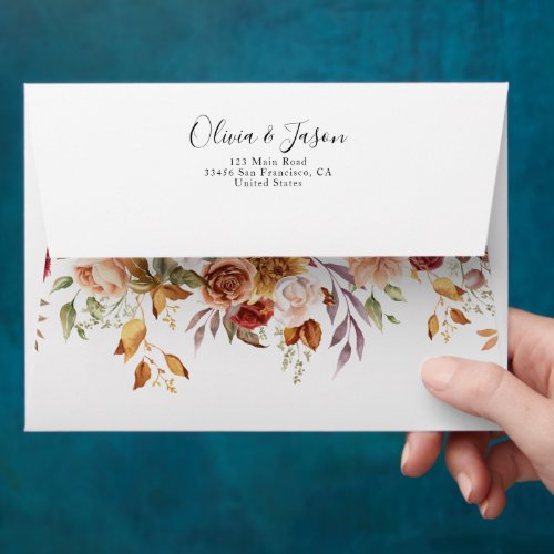 Fall floral Wedding Personalized Envelope