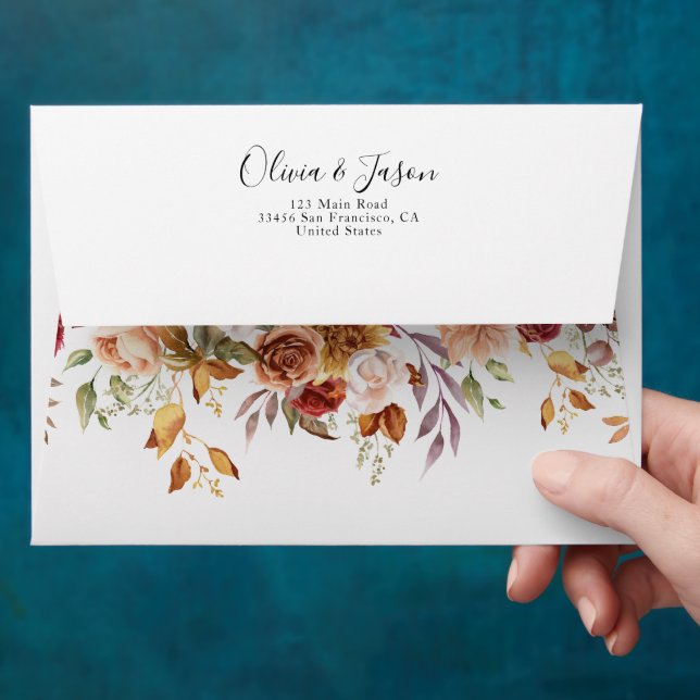 Fall floral Wedding Personalized Envelope (Hand)